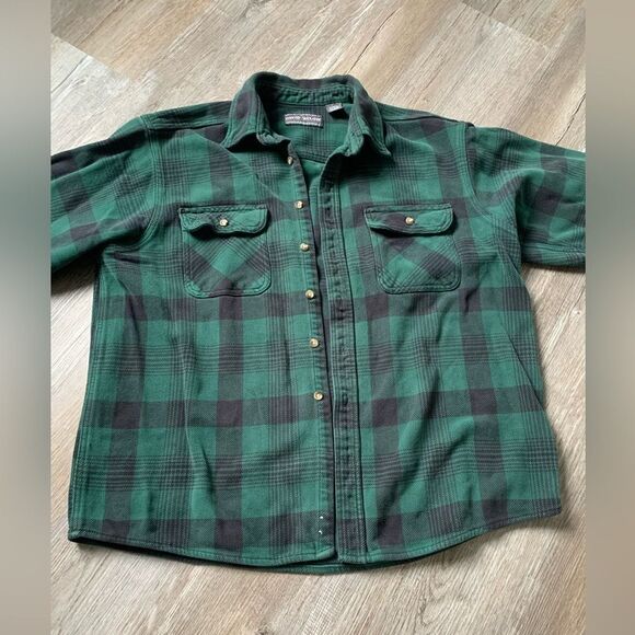 VTG David Taylor Grandpa Plaid Flannel Green Black Size XL - Picture 4 of 9